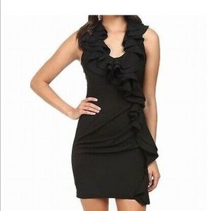 Eva Franco Cecile Ruffle Black Sheath Dress Sz 4